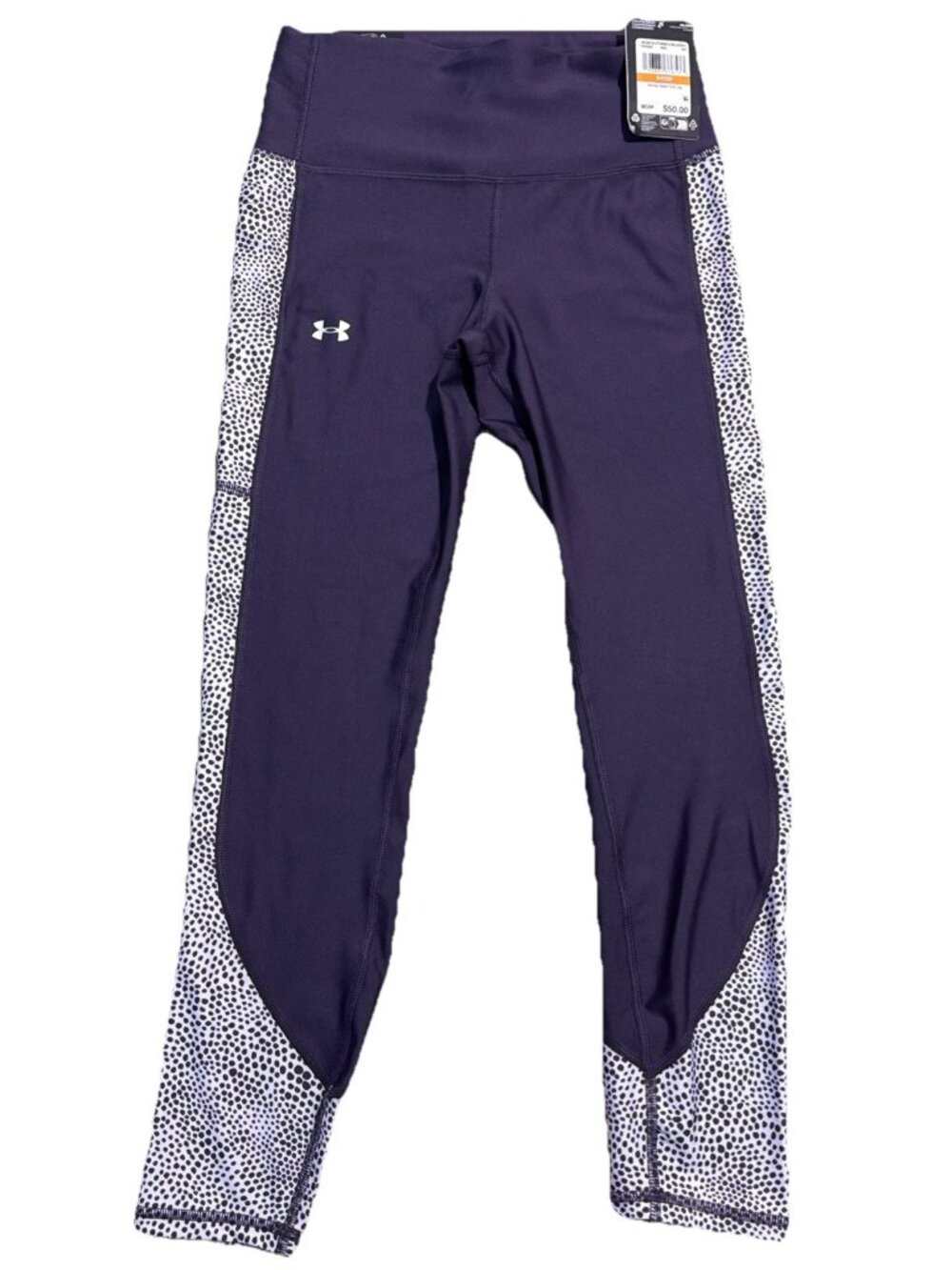 NEW Women's Under Armour Printed Ankle Leggings Purple Size Small MSRP $50.00